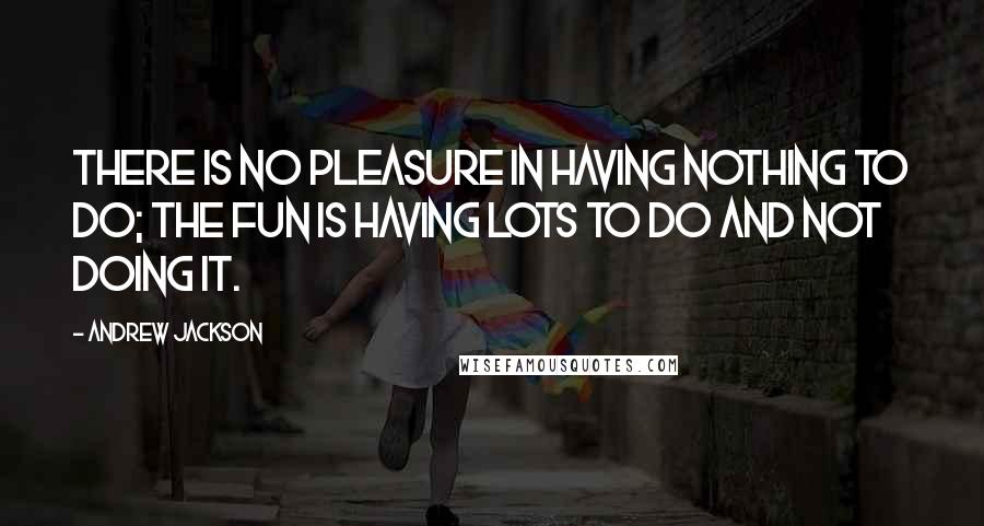 Andrew Jackson quotes: There is no pleasure in having nothing to do; the fun is having lots to do and not doing it.