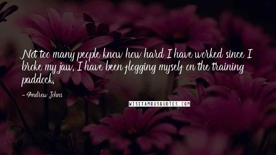 Andrew Johns quotes: Not too many people know how hard I have worked since I broke my jaw. I have been flogging myself on the training paddock.