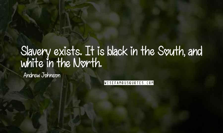 Andrew Johnson quotes: Slavery exists. It is black in the South, and white in the North.