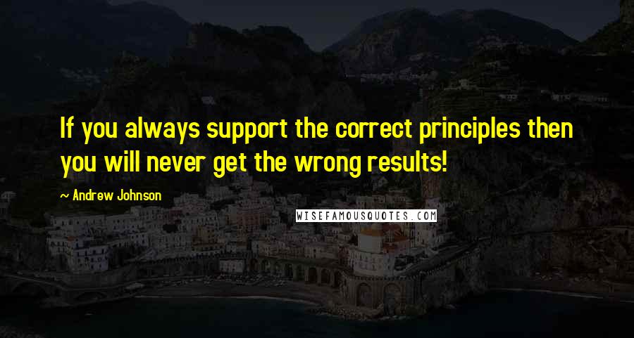 Andrew Johnson quotes: If you always support the correct principles then you will never get the wrong results!