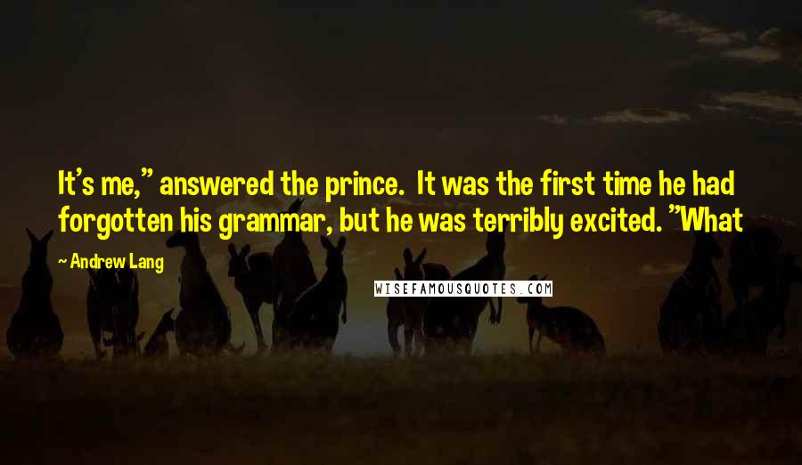 Andrew Lang quotes: It's me," answered the prince. It was the first time he had forgotten his grammar, but he was terribly excited. "What