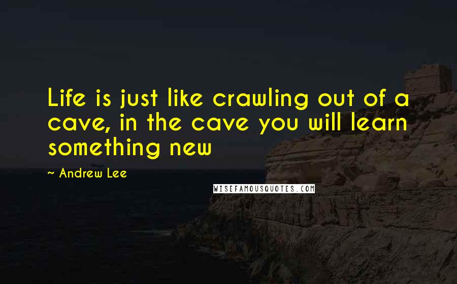 Andrew Lee quotes: Life is just like crawling out of a cave, in the cave you will learn something new