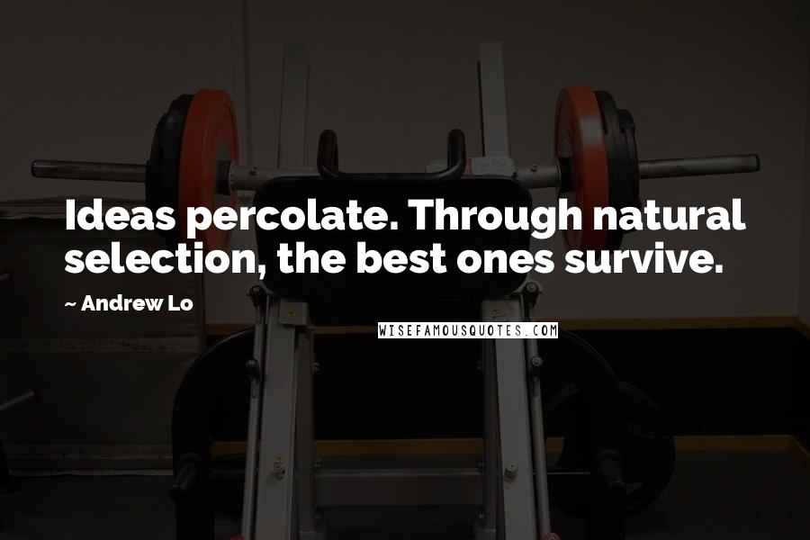 Andrew Lo quotes: Ideas percolate. Through natural selection, the best ones survive.