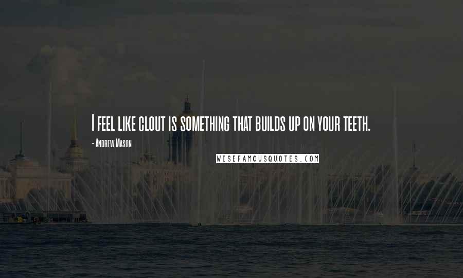 Andrew Mason quotes: I feel like clout is something that builds up on your teeth.