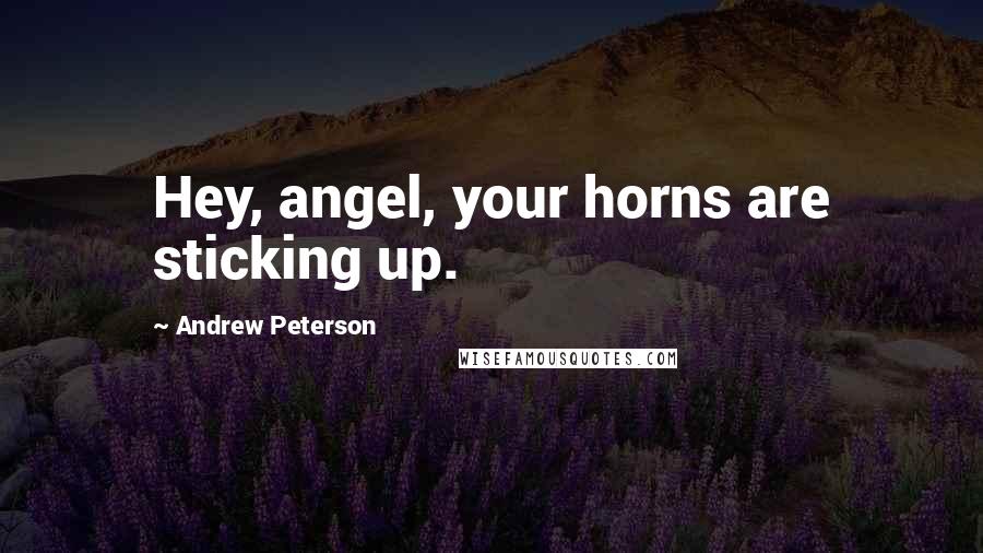 Andrew Peterson quotes: Hey, angel, your horns are sticking up.