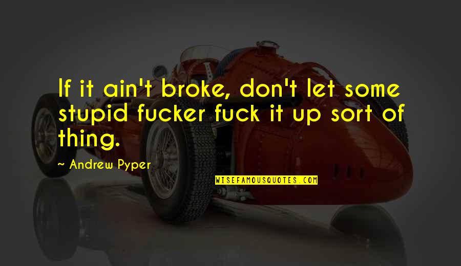 Andrew Pyper Quotes By Andrew Pyper: If it ain't broke, don't let some stupid