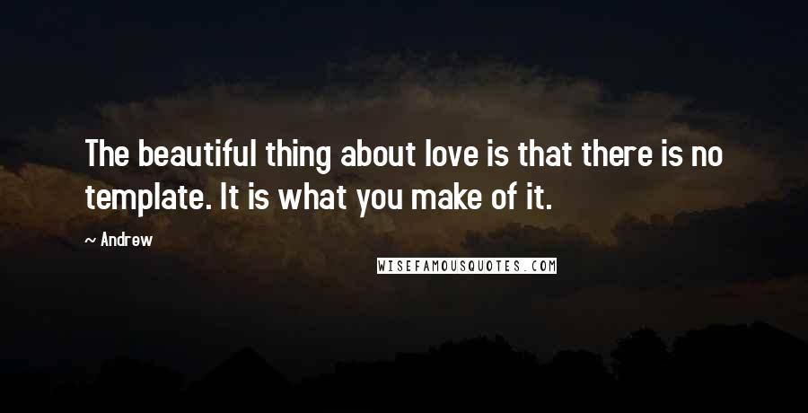 Andrew quotes: The beautiful thing about love is that there is no template. It is what you make of it.