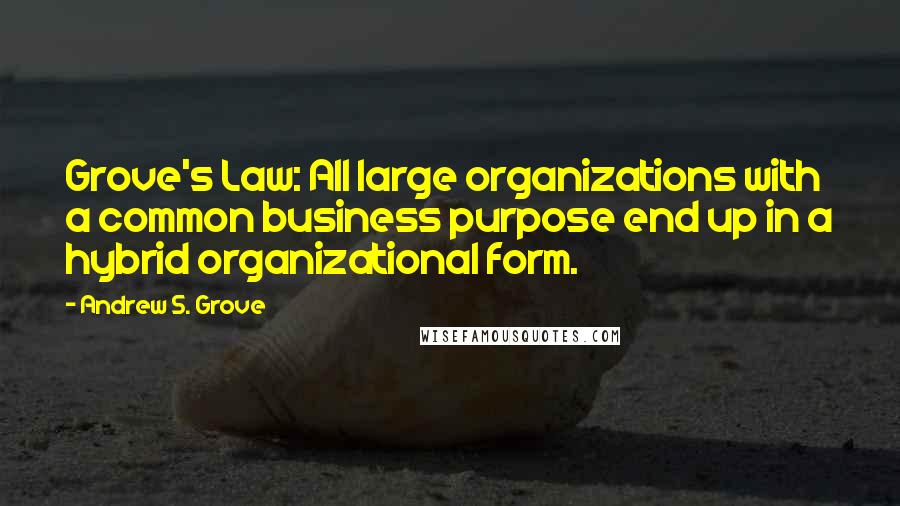 Andrew S. Grove quotes: Grove's Law: All large organizations with a common business purpose end up in a hybrid organizational form.