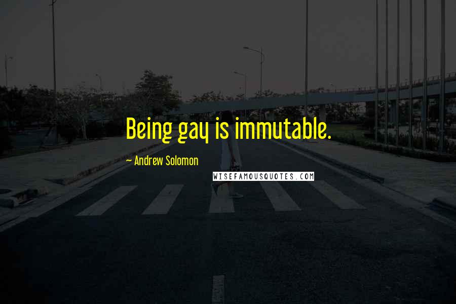 Andrew Solomon quotes: Being gay is immutable.