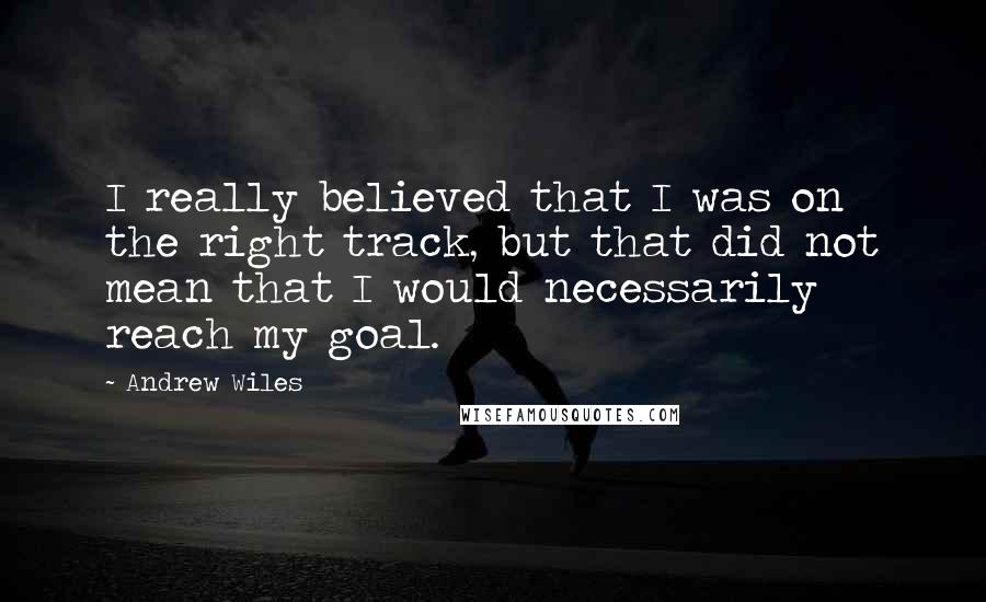 Andrew Wiles quotes: I really believed that I was on the right track, but that did not mean that I would necessarily reach my goal.