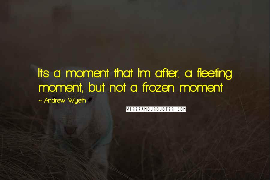 Andrew Wyeth quotes: It's a moment that I'm after, a fleeting moment, but not a frozen moment.