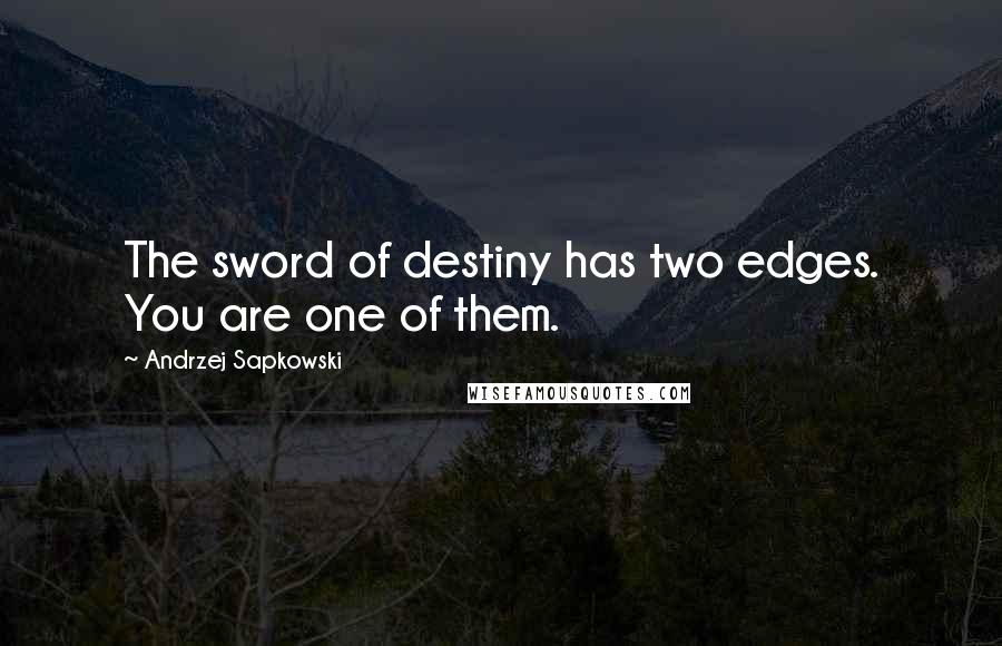 Andrzej Sapkowski quotes: The sword of destiny has two edges. You are one of them.