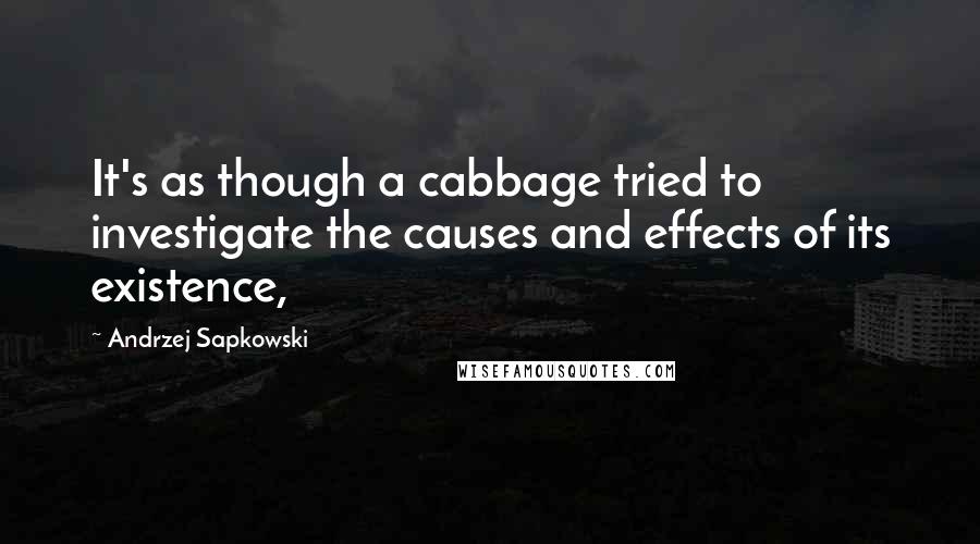 Andrzej Sapkowski quotes: It's as though a cabbage tried to investigate the causes and effects of its existence,