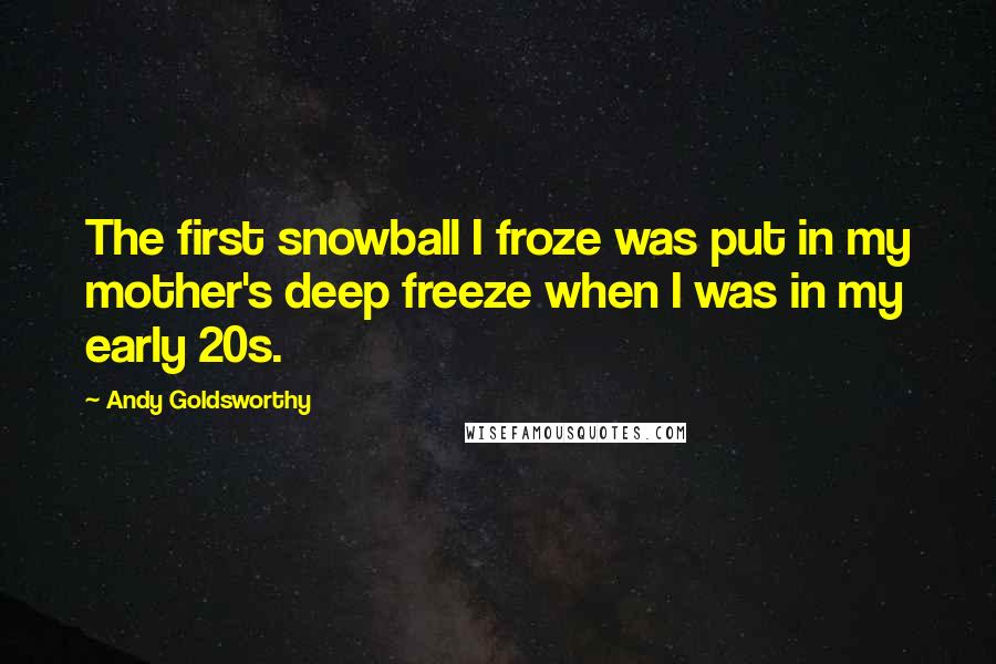 Andy Goldsworthy quotes: The first snowball I froze was put in my mother's deep freeze when I was in my early 20s.