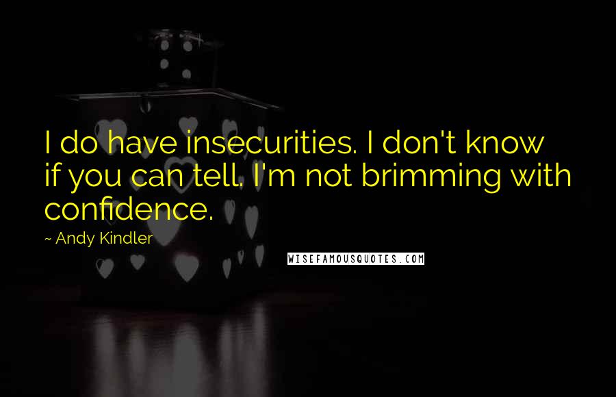 Andy Kindler quotes: I do have insecurities. I don't know if you can tell. I'm not brimming with confidence.