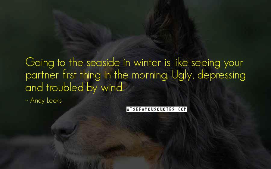 Andy Leeks quotes: Going to the seaside in winter is like seeing your partner first thing in the morning. Ugly, depressing and troubled by wind.