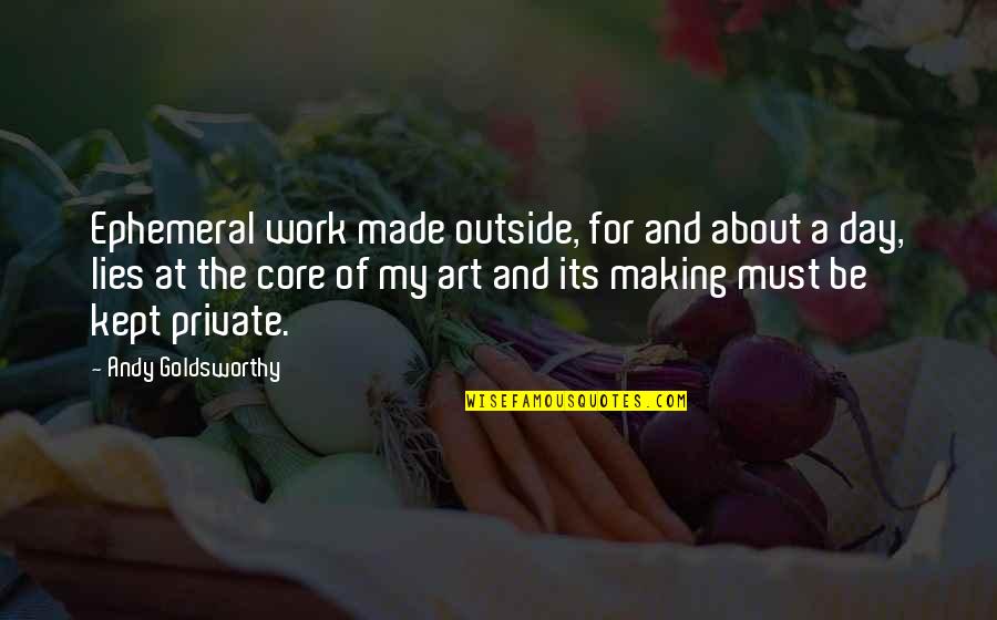 Andy Quotes By Andy Goldsworthy: Ephemeral work made outside, for and about a