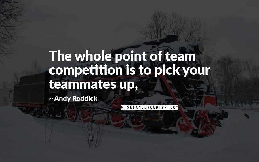 Andy Roddick quotes: The whole point of team competition is to pick your teammates up,