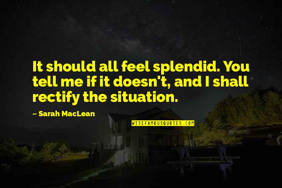 Andy Stitzer Quotes By Sarah MacLean: It should all feel splendid. You tell me Andy Stitzer Quotes By Sarah MacLean: It should all feel splendid. You tell me