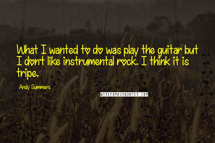 Andy Summers quotes: What I wanted to do was play the guitar but I don't like instrumental rock. I think it is tripe.