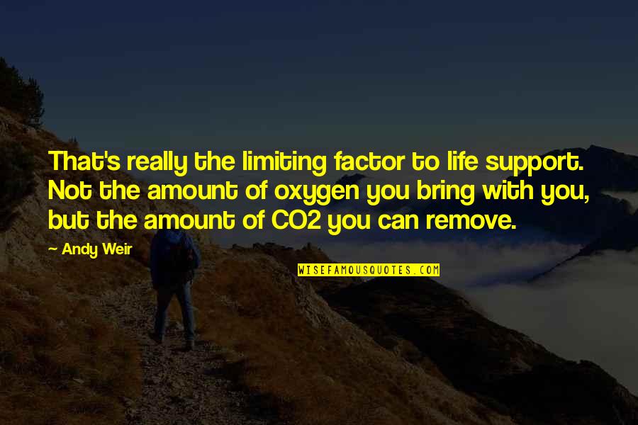 Andy's Quotes By Andy Weir: That's really the limiting factor to life support.