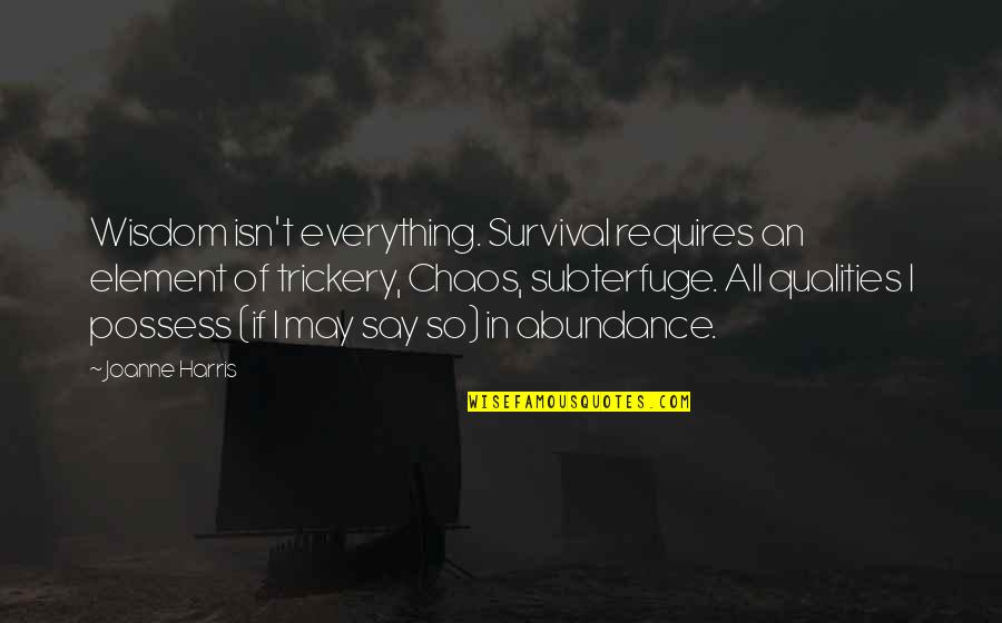 Aneared Quotes By Joanne Harris: Wisdom isn't everything. Survival requires an element of Aneared Quotes By Joanne Harris: Wisdom isn't everything. Survival requires an element of