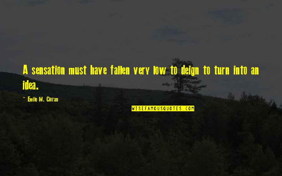 Aneddotica Quotes By Emile M. Cioran: A sensation must have fallen very low to Aneddotica Quotes By Emile M. Cioran: A sensation must have fallen very low to