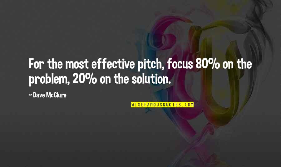 Anesha Quotes By Dave McClure: For the most effective pitch, focus 80% on