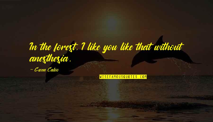 Anesthesia Quotes By Gwen Calvo: In the forest, I like you like that