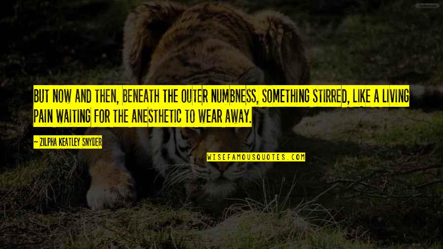 Anesthetic Quotes By Zilpha Keatley Snyder: But now and then, beneath the outer numbness, Anesthetic Quotes By Zilpha Keatley Snyder: But now and then, beneath the outer numbness,
