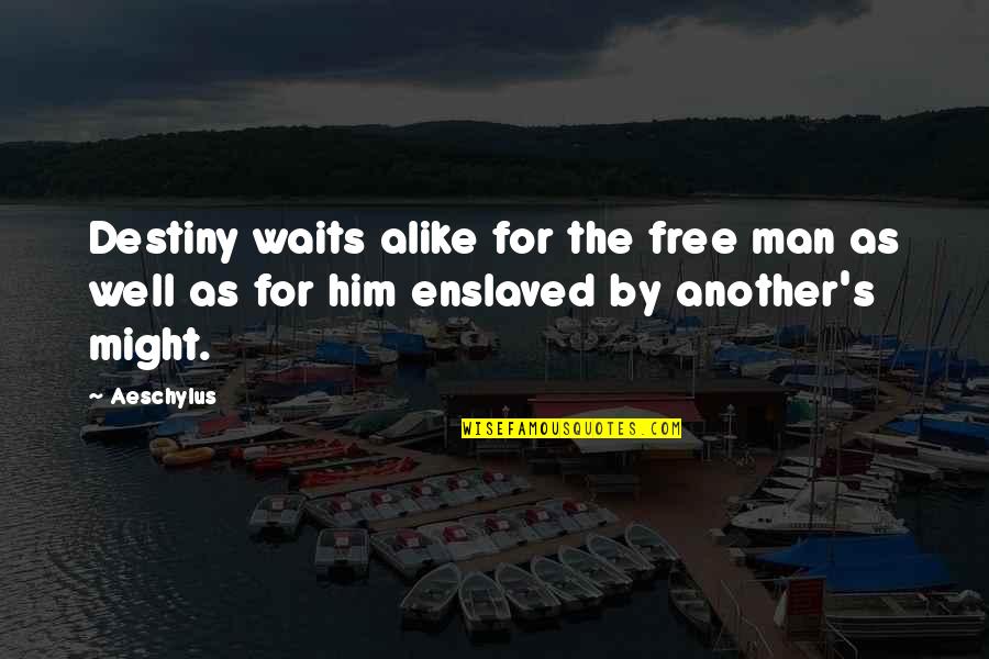 Anetha Page Quotes By Aeschylus: Destiny waits alike for the free man as