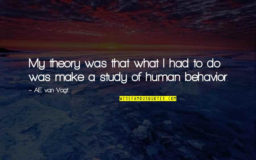 Aneudy Rosario Quotes By A.E. Van Vogt: My theory was that what I had to