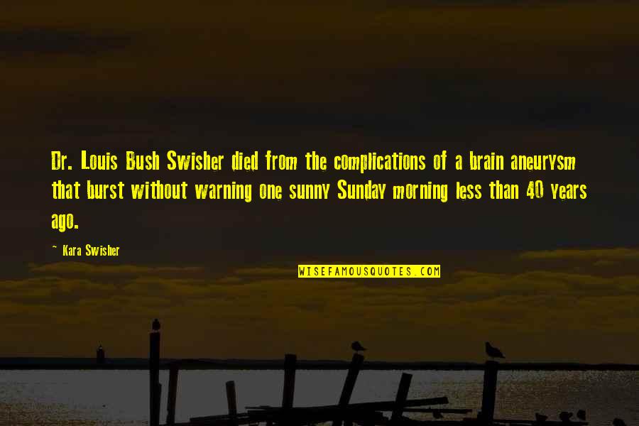 Aneurysm Quotes By Kara Swisher: Dr. Louis Bush Swisher died from the complications