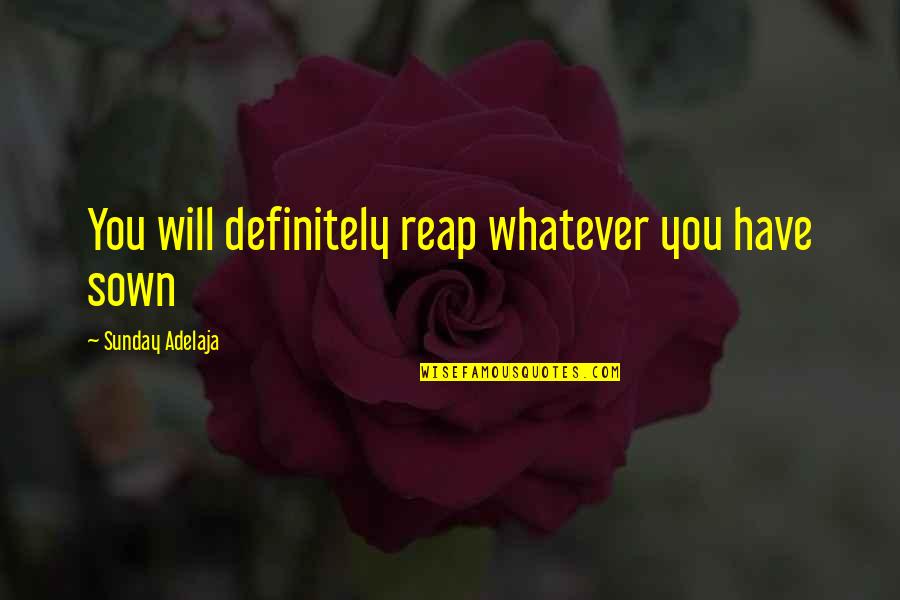 Ang Lils Quotes By Sunday Adelaja: You will definitely reap whatever you have sown Ang Lils Quotes By Sunday Adelaja: You will definitely reap whatever you have sown