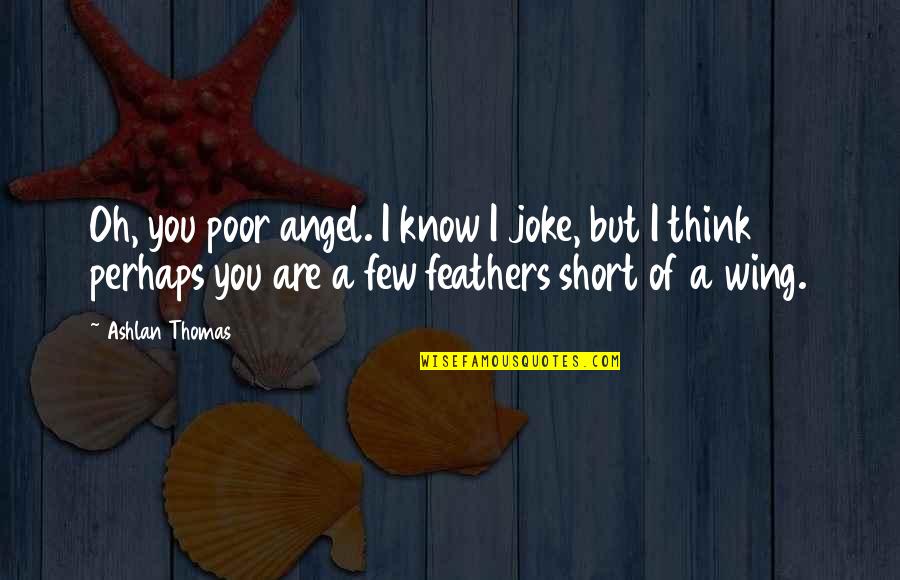 Angel Wing Quotes By Ashlan Thomas: Oh, you poor angel. I know I joke,