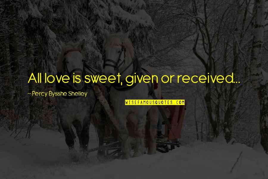 Angela Ahrendts Quotes By Percy Bysshe Shelley: All love is sweet, given or received... Angela Ahrendts Quotes By Percy Bysshe Shelley: All love is sweet, given or received...