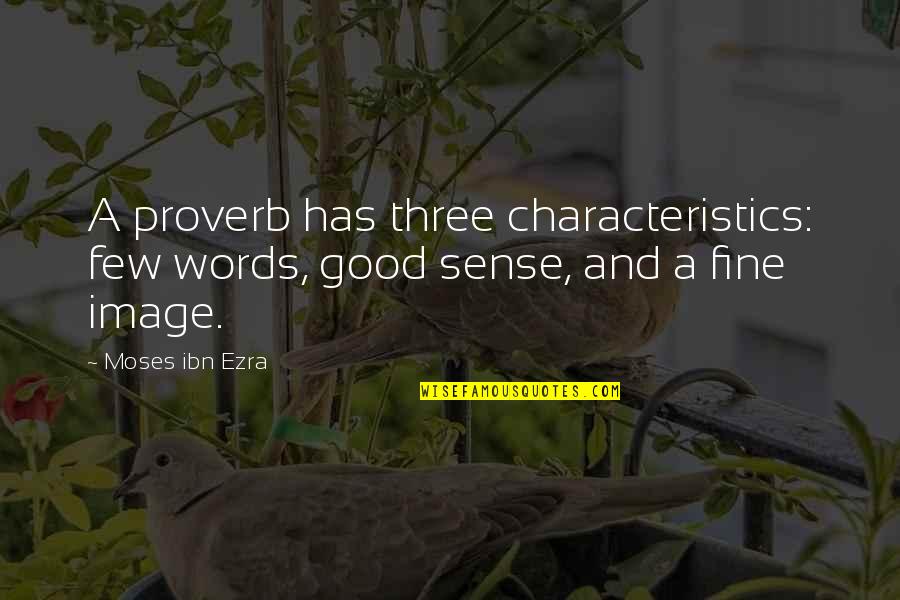 Angela Job Lot Quotes By Moses Ibn Ezra: A proverb has three characteristics: few words, good