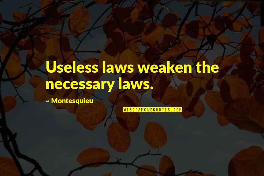 Angelic Eyes Quotes By Montesquieu: Useless laws weaken the necessary laws.