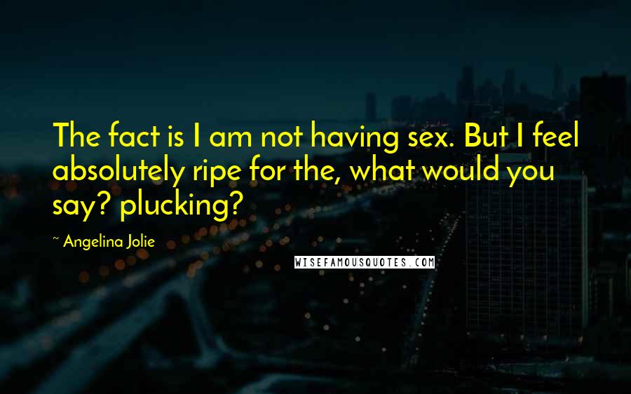 Angelina Jolie quotes: The fact is I am not having sex. But I feel absolutely ripe for the, what would you say? plucking?