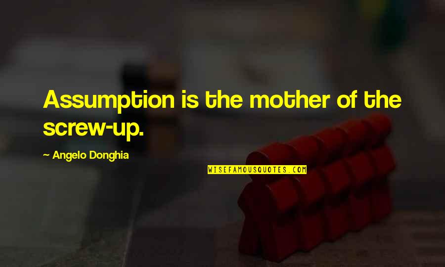 Angelo Donghia Quotes By Angelo Donghia: Assumption is the mother of the screw-up.