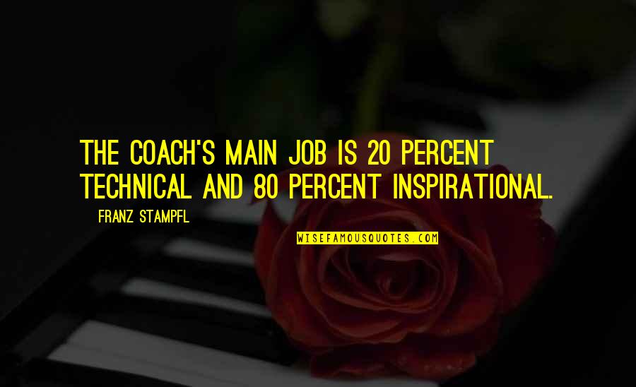 Angelo Patri Quotes By Franz Stampfl: The coach's main job is 20 percent technical
