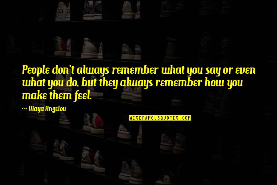 Angelou Maya Quotes By Maya Angelou: People don't always remember what you say or