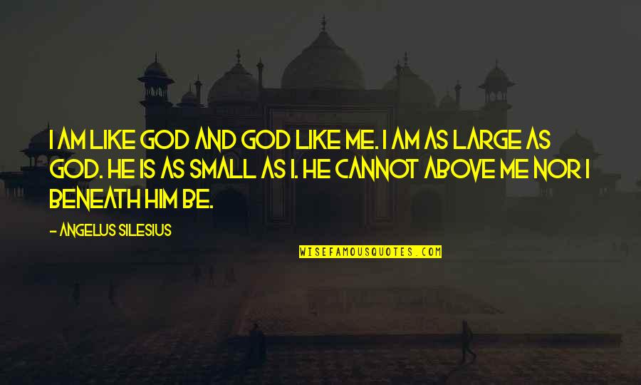 Angelus Quotes By Angelus Silesius: I am like God and God like me. Angelus Quotes By Angelus Silesius: I am like God and God like me.