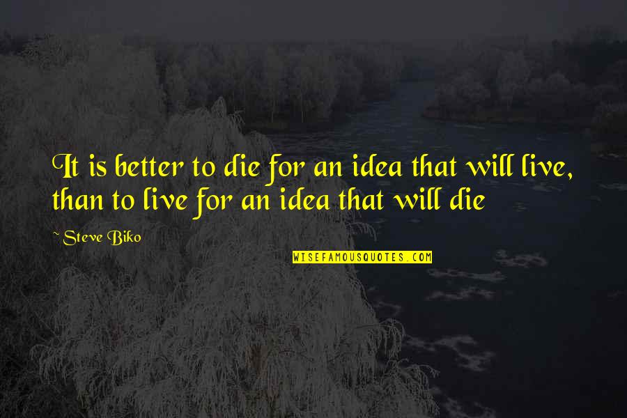 Angenehm Synonym Quotes By Steve Biko: It is better to die for an idea