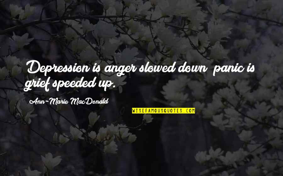 Anger And Grief Quotes By Ann-Marie MacDonald: Depression is anger slowed down; panic is grief Anger And Grief Quotes By Ann-Marie MacDonald: Depression is anger slowed down; panic is grief