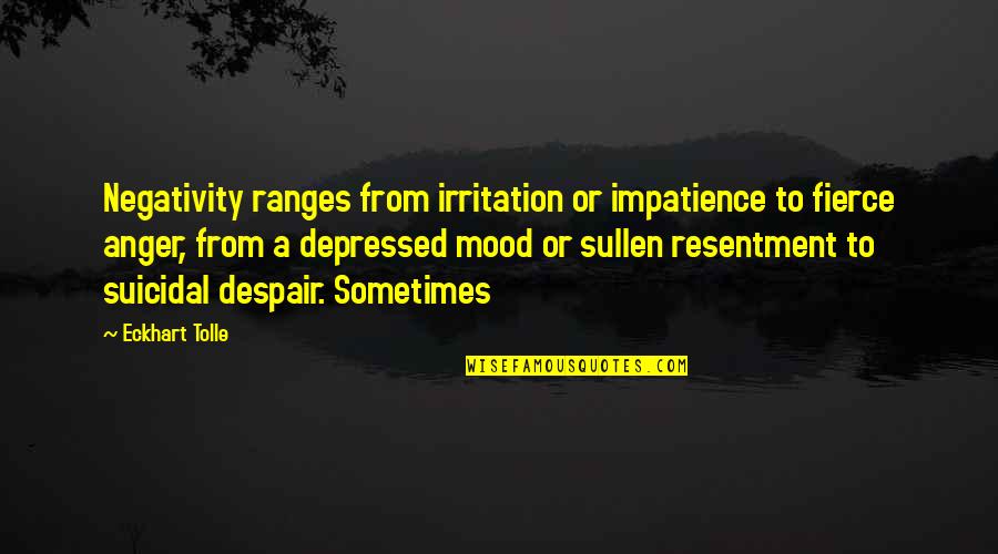 Anger And Irritation Quotes By Eckhart Tolle: Negativity ranges from irritation or impatience to fierce Anger And Irritation Quotes By Eckhart Tolle: Negativity ranges from irritation or impatience to fierce