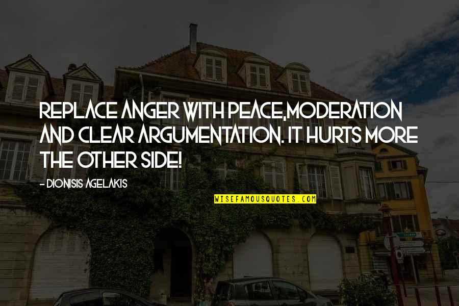 Anger And Peace Quotes By Dionisis Agelakis: Replace anger with peace,moderation and clear argumentation. It