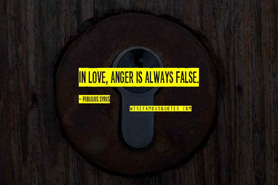 Anger In Love Quotes By Publilius Syrus: In love, anger is always false.