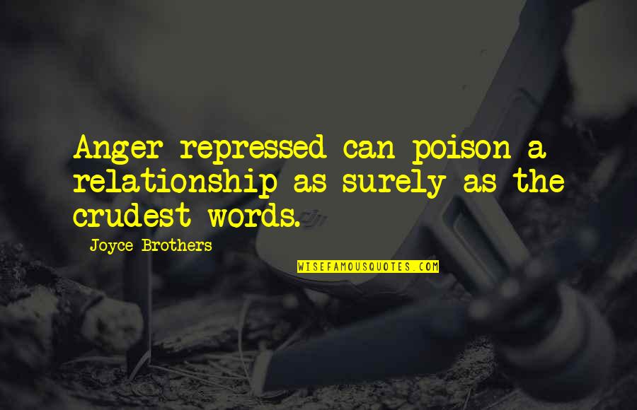 Anger Is Poison Quotes By Joyce Brothers: Anger repressed can poison a relationship as surely