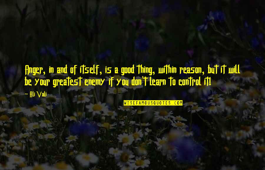 Anger Is Quotes By Ali Vali: Anger, in and of itself, is a good Anger Is Quotes By Ali Vali: Anger, in and of itself, is a good